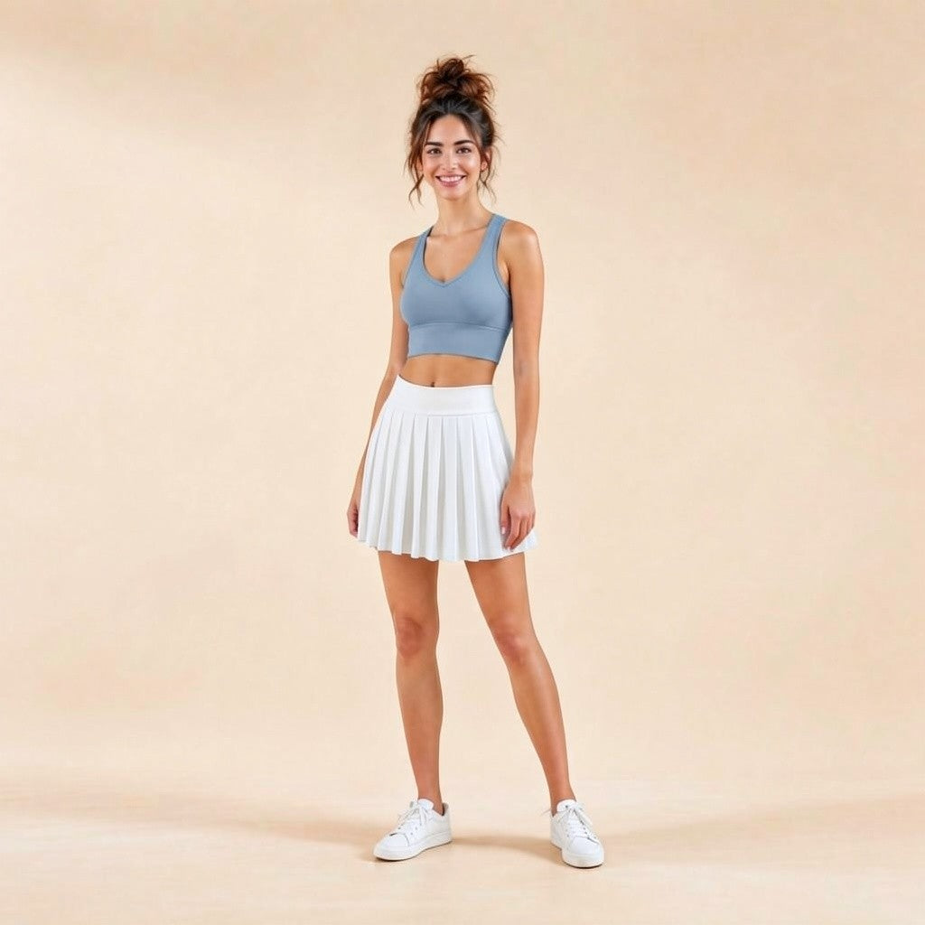 V-neck seamless sports bra with medium support, longline fit