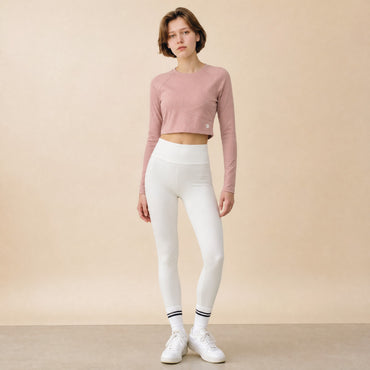 Ribbed crop top – textured rib knit and front V-seam detail