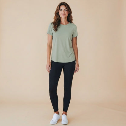 Back-cross cut-out workout tee, relaxed fit short-sleeve top