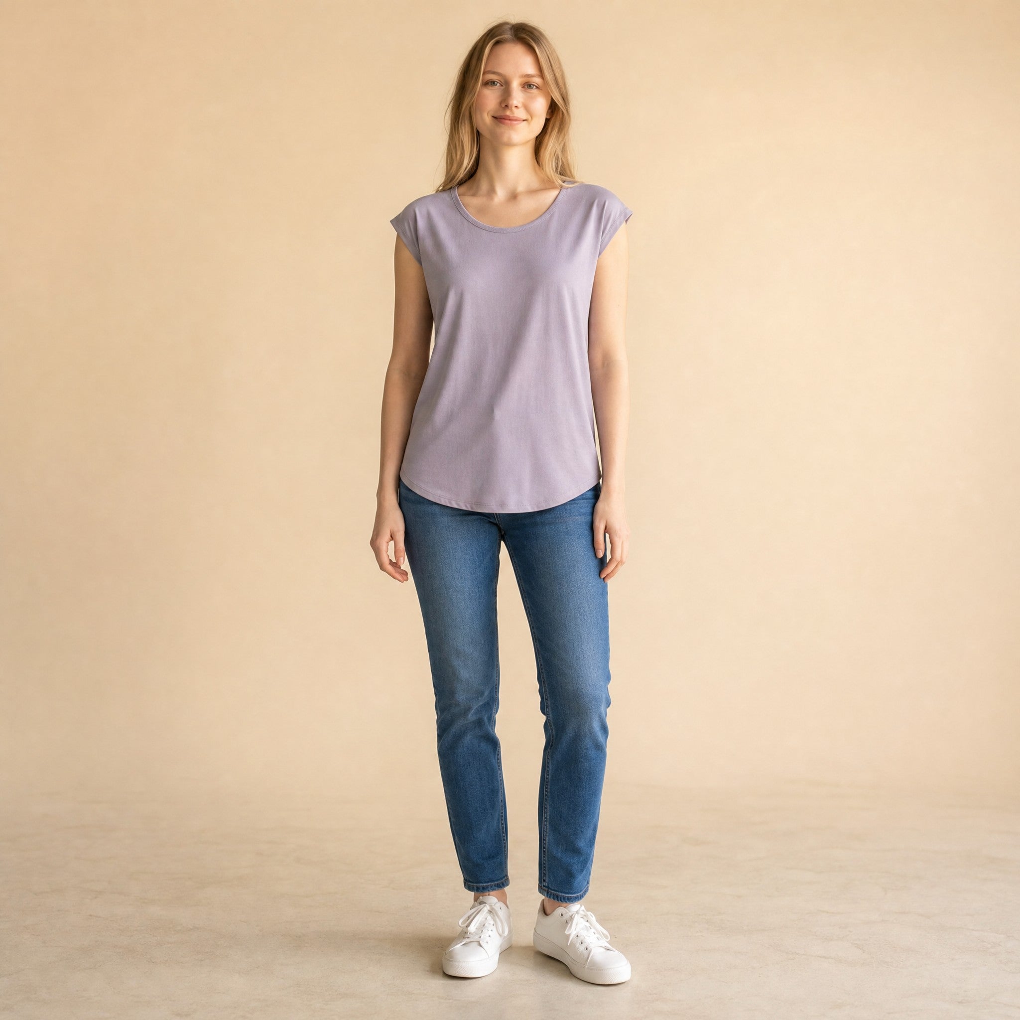 Purple cap-sleeve open-back yoga top for women, breathable loose fit