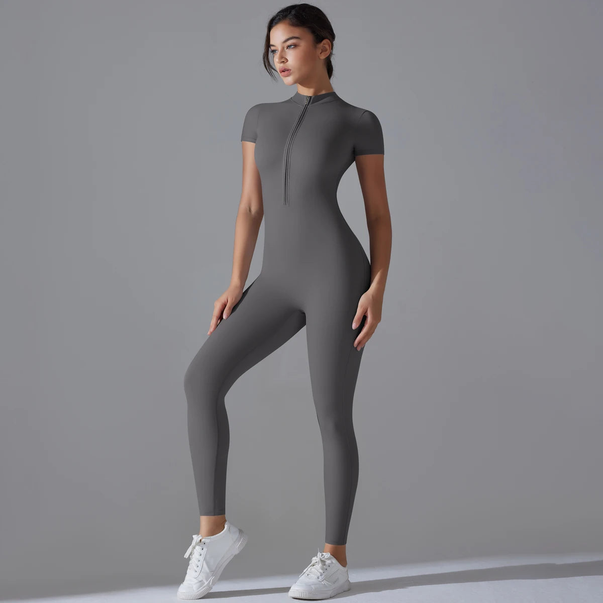 Short sleeve gym jumpsuit – 5 color variants display