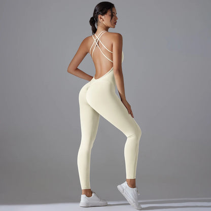 High-waist scrunch jumpsuit – side profile