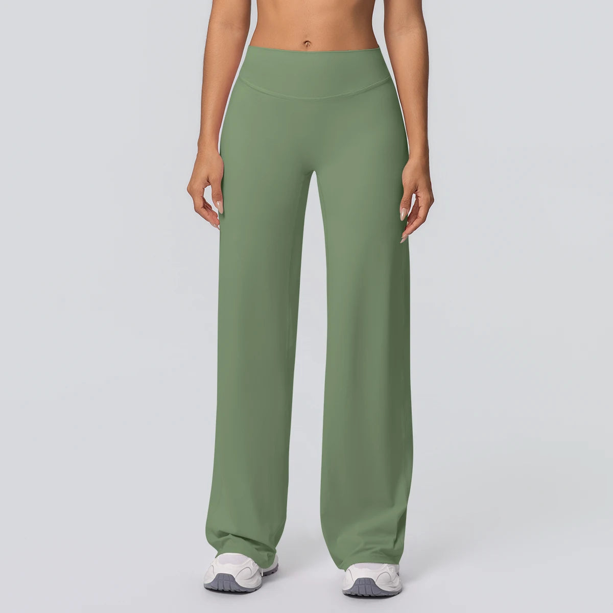 Women's wide-leg yoga pants size chart S to XL with measurements