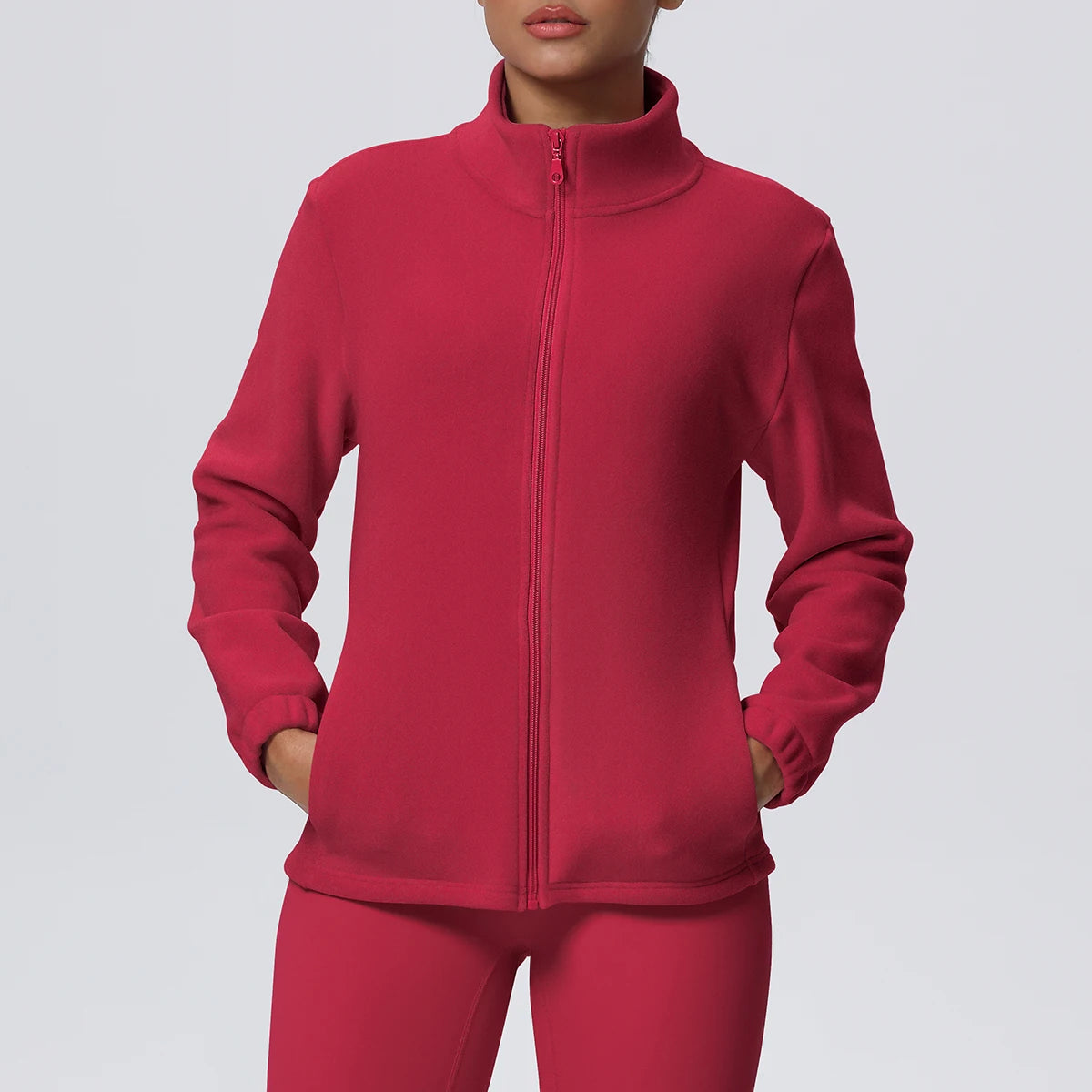 Activewear fleece jacket – side profile athleisure fit