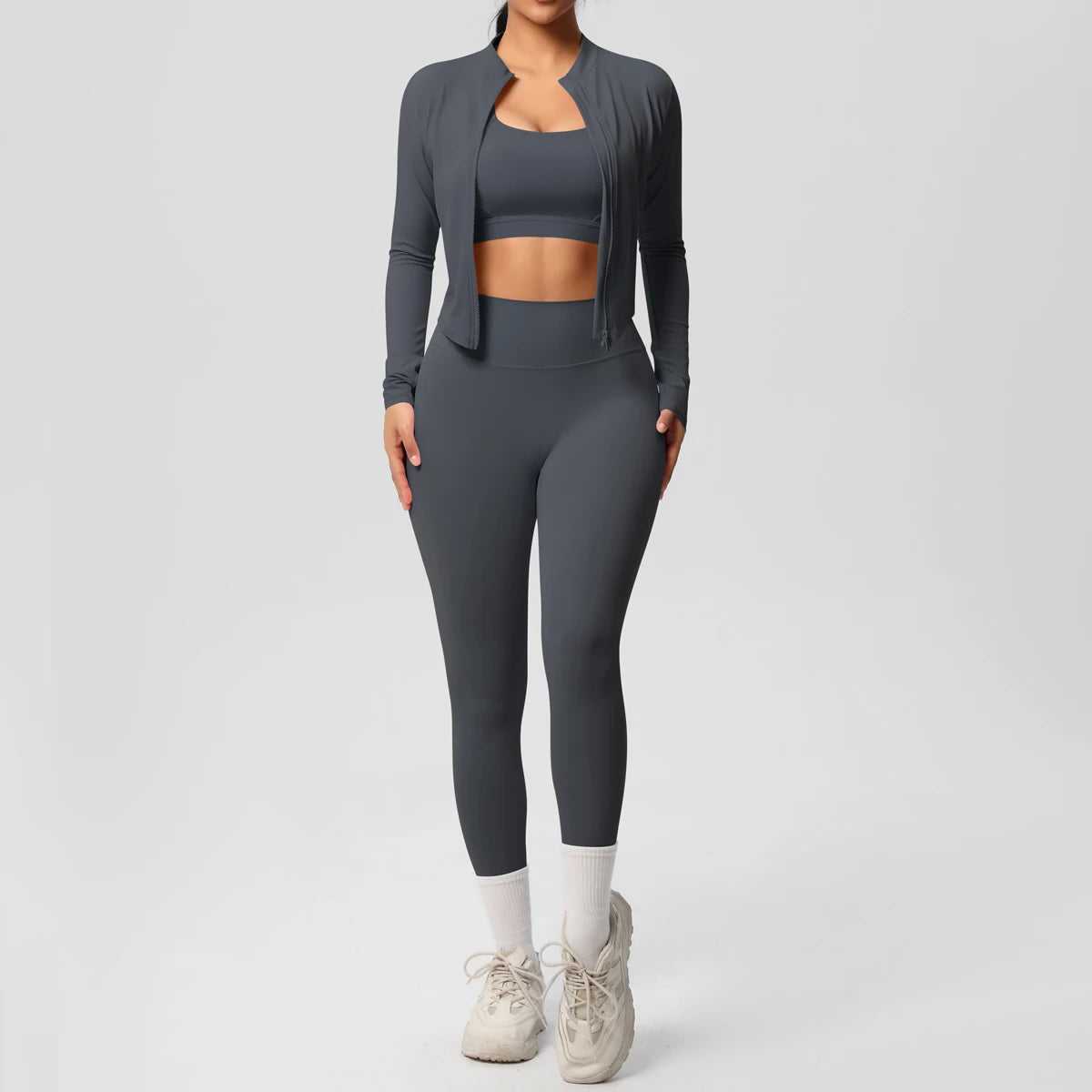 High-waist yoga leggings – nylon-elastane stretch fabric