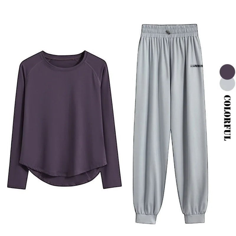 Long-sleeve activewear set – side profile relaxed loose fit