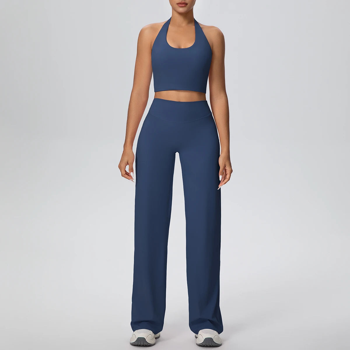 Women's yoga outfit set – full length studio shot
