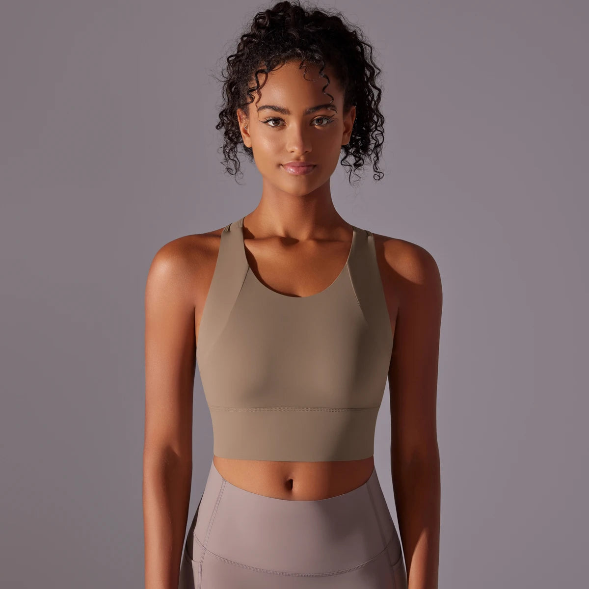 Longline padded sports bra – backless strappy back design