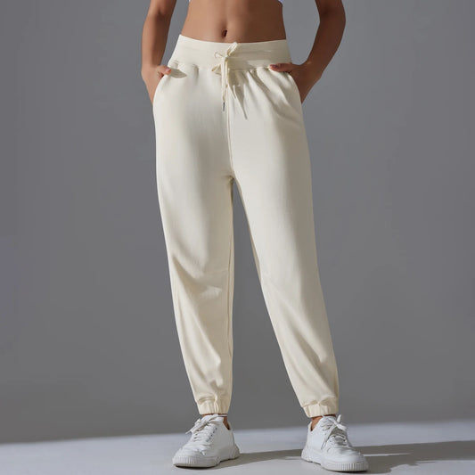 Women's baggy joggers - high-waist drawstring sweatpants front view