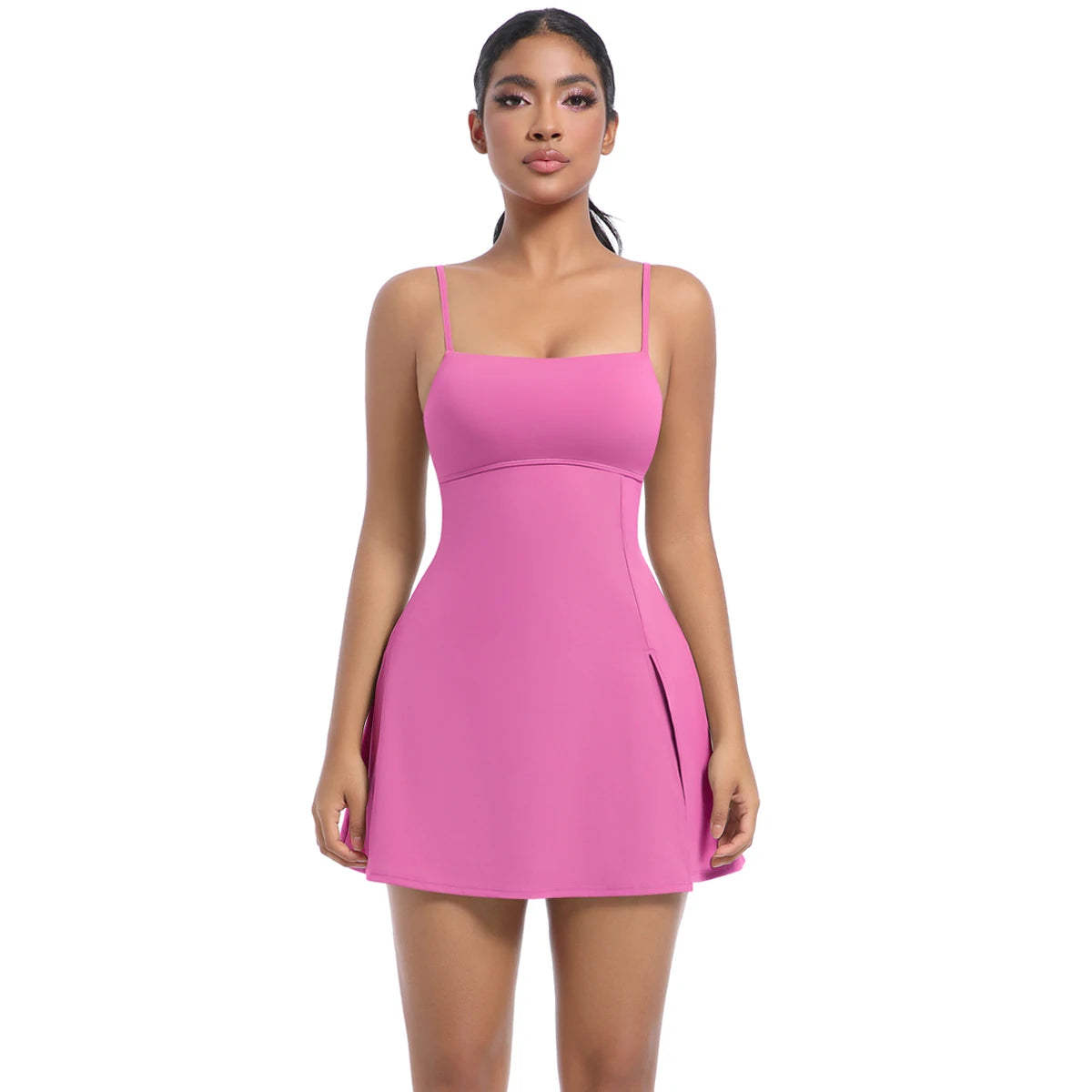 Sleeveless tennis dress – back view with O-neck pullover design