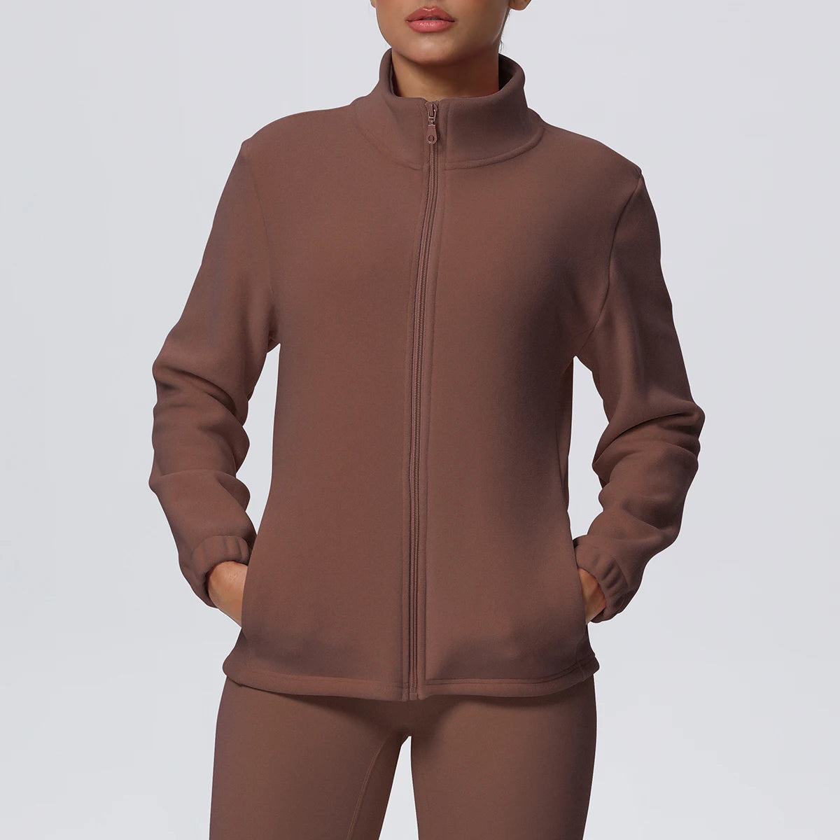 Mock neck fleece jacket – lifestyle outdoor winter photo