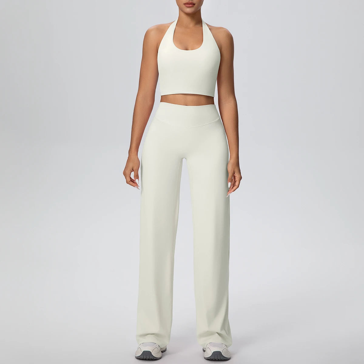 High-waist wide-leg pants – waist detail close-up
