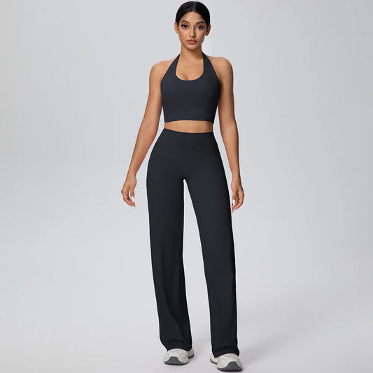 Women's halter neck yoga set – front view full outfit