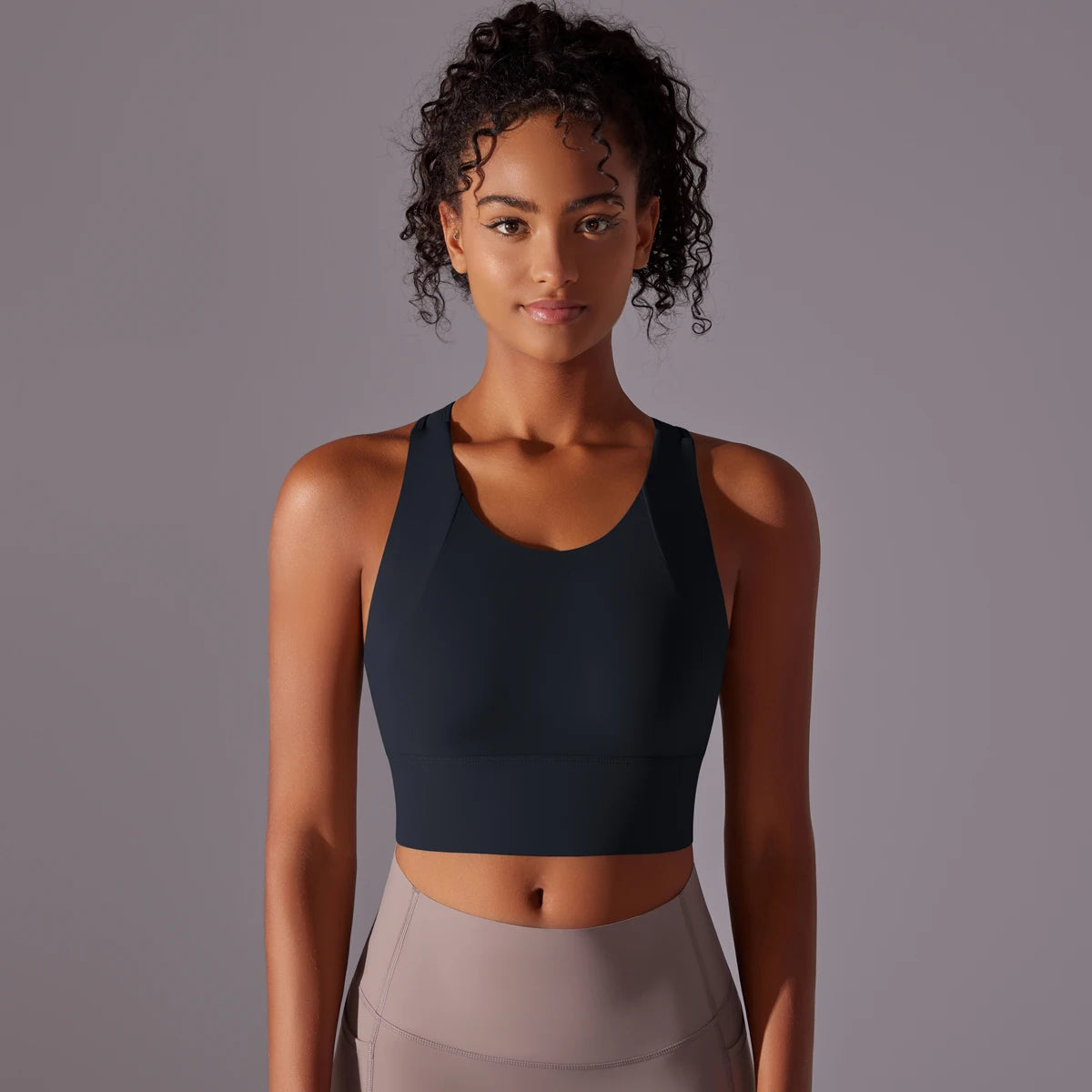 Padded longline crop tank – layering outfit style photo