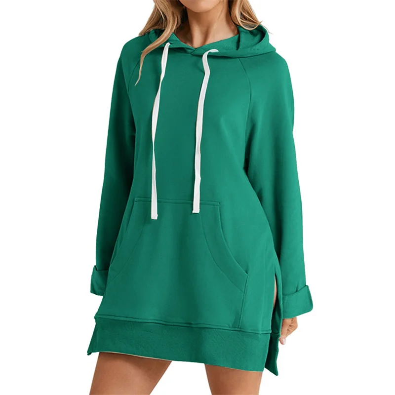 Sweatshirt dress – side slit hem detail close-up