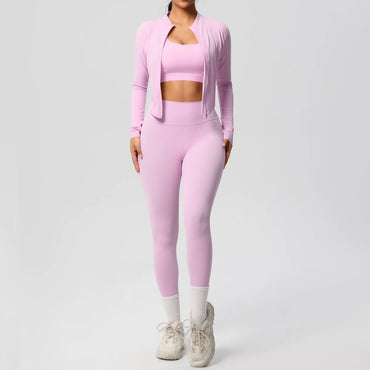 Matching activewear set – sports bra and high-waist leggings front view