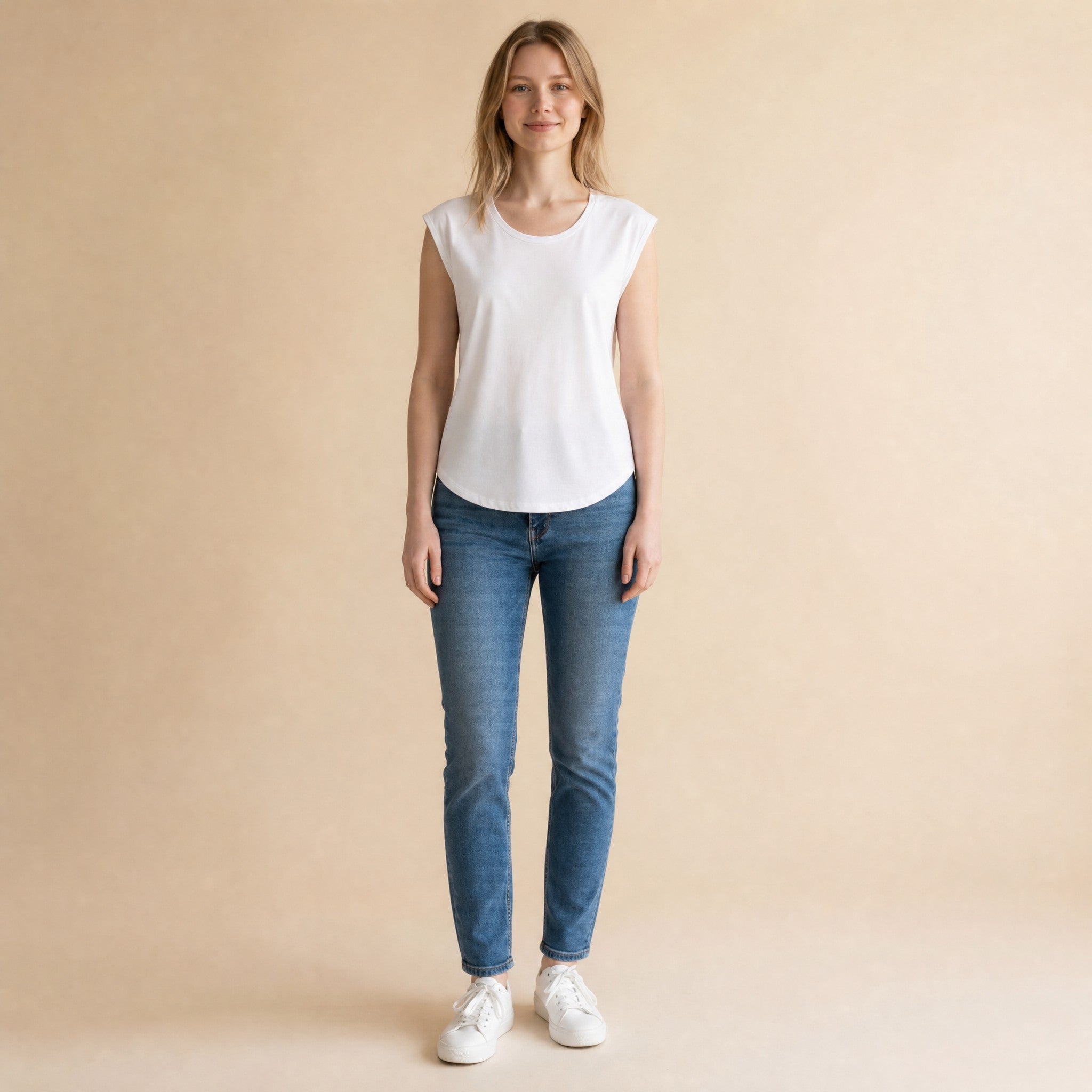 White cap-sleeve yoga top with open drape back, quick-dry, for women